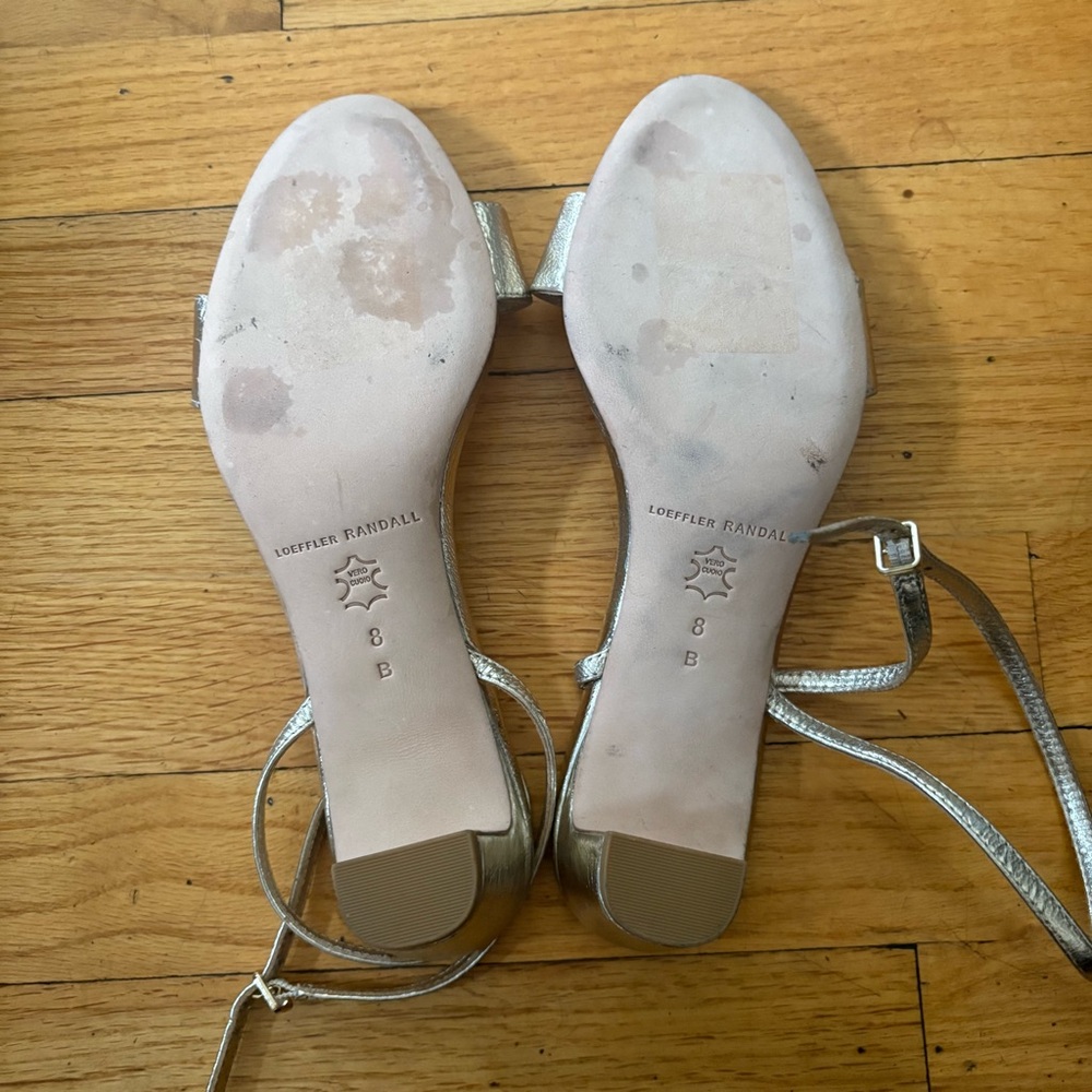 Alice Champagne Loeffler Randall Gold Heel Sandals Size 8 - Picture 7 of 7